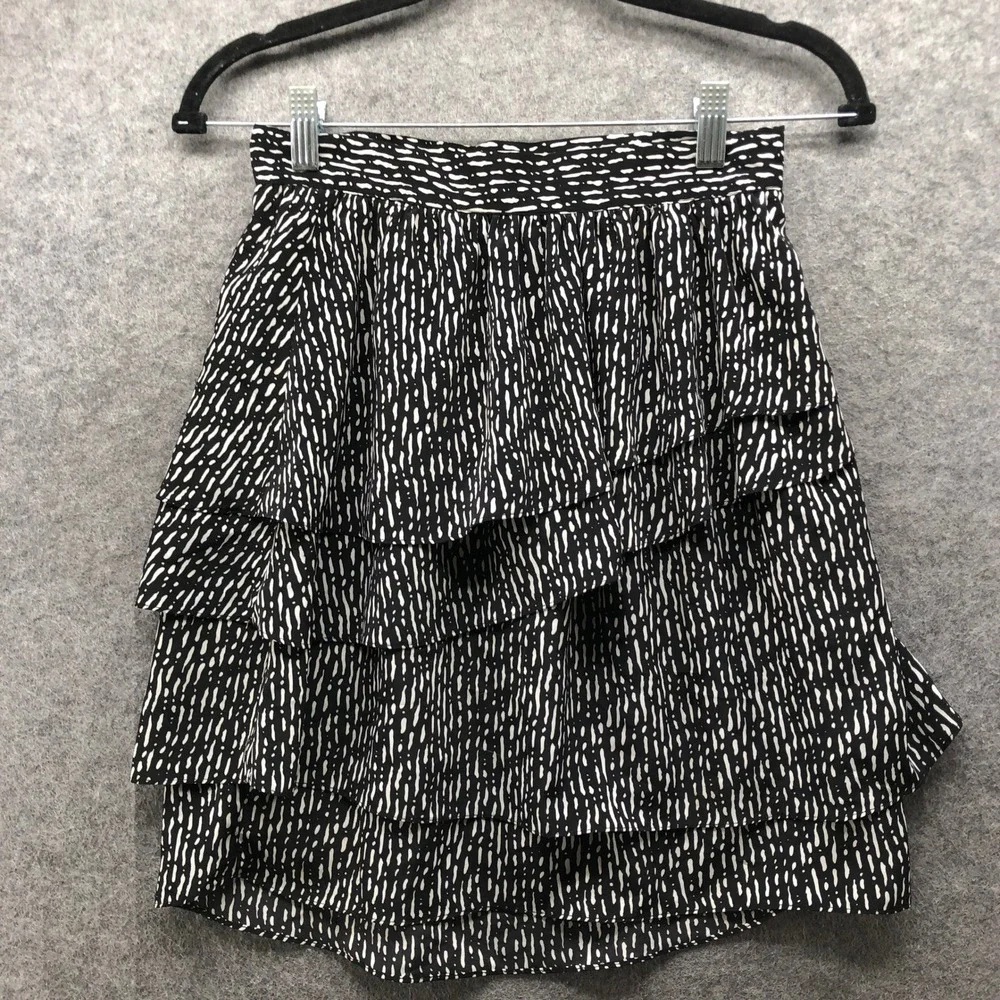 Vintage Y2K Hanna Grace Black White Tiered Ruffle Mini Skirt S Indie Sleaze Punk